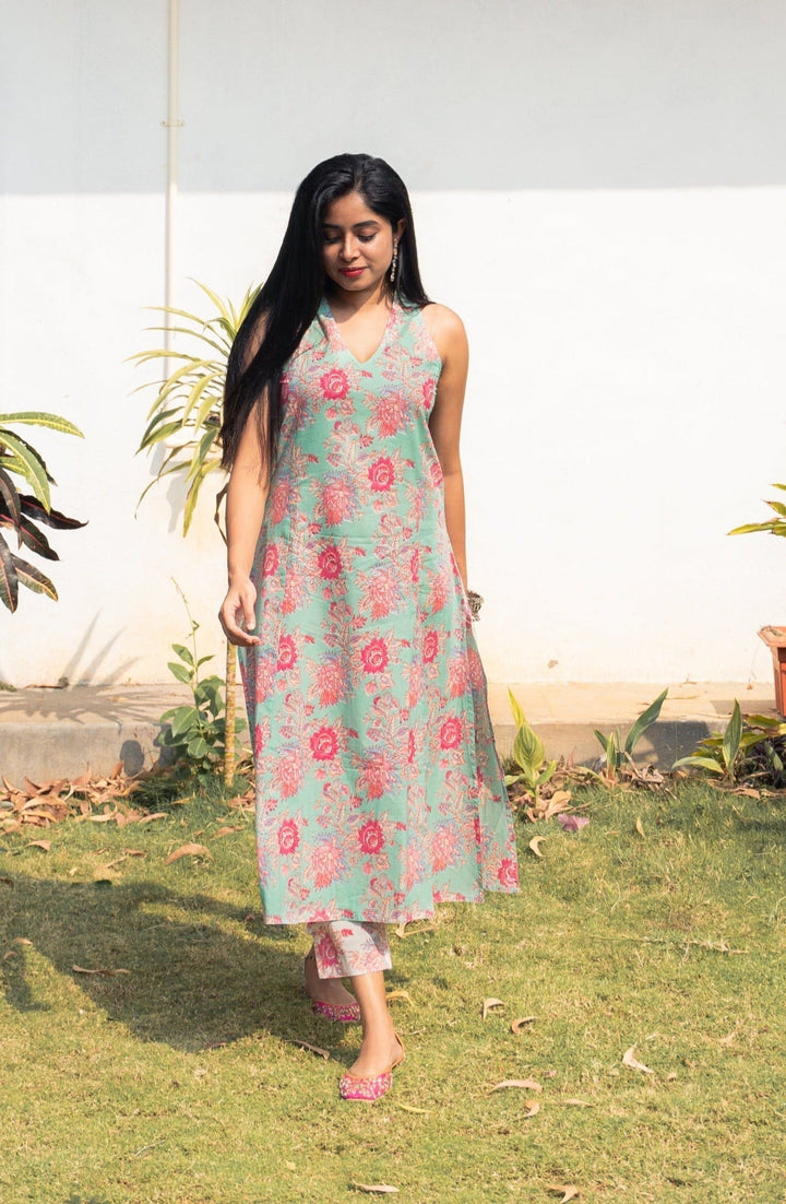 LILY Green Cotton Kurta Set Of 2
