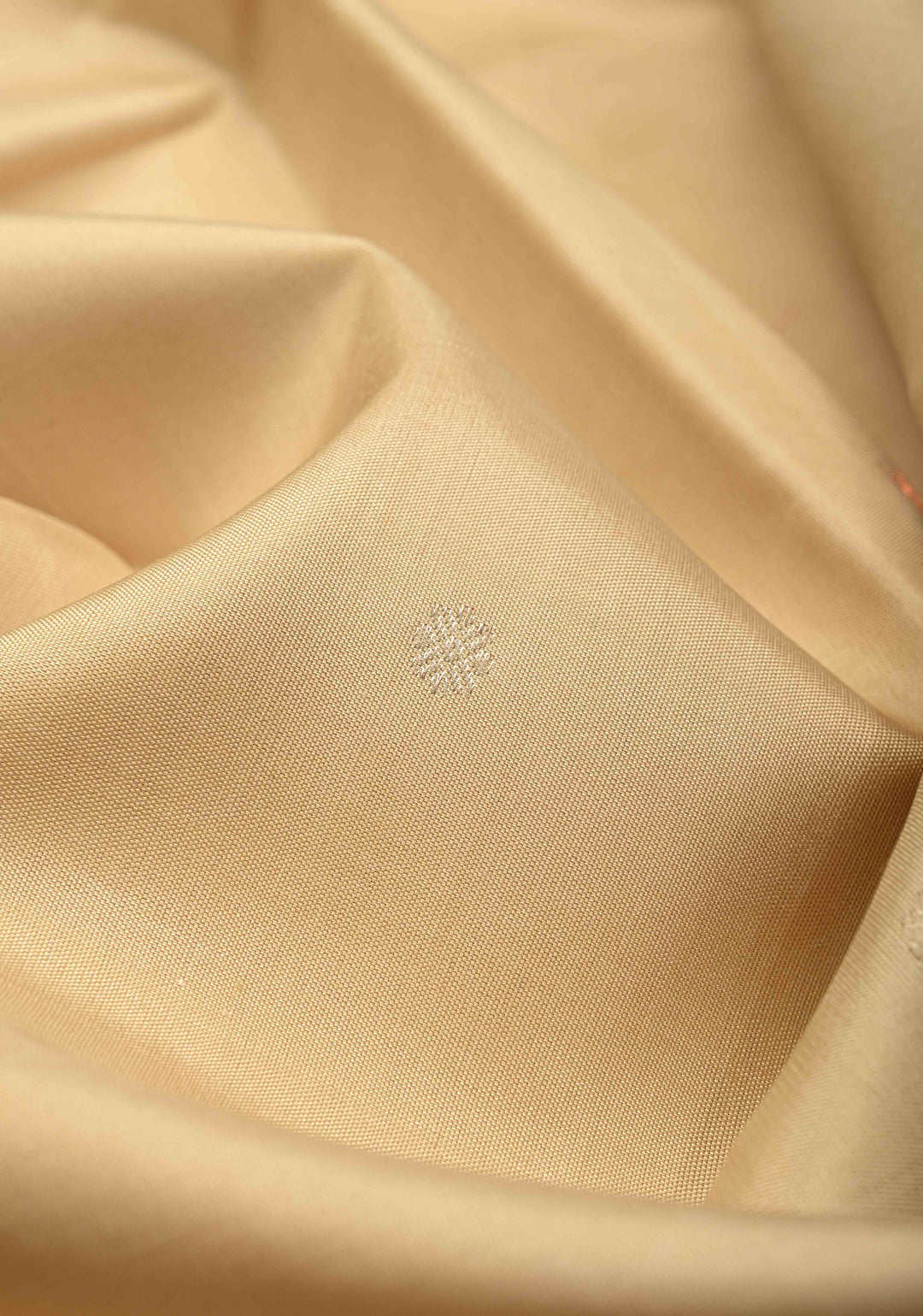 Dusky Beige Handloom Pure Silk Kanchi Saree with Meena Zari Chunri Buttis and Temple Motifs on Minimal Zari Border | SILK MARK CERTIFIED