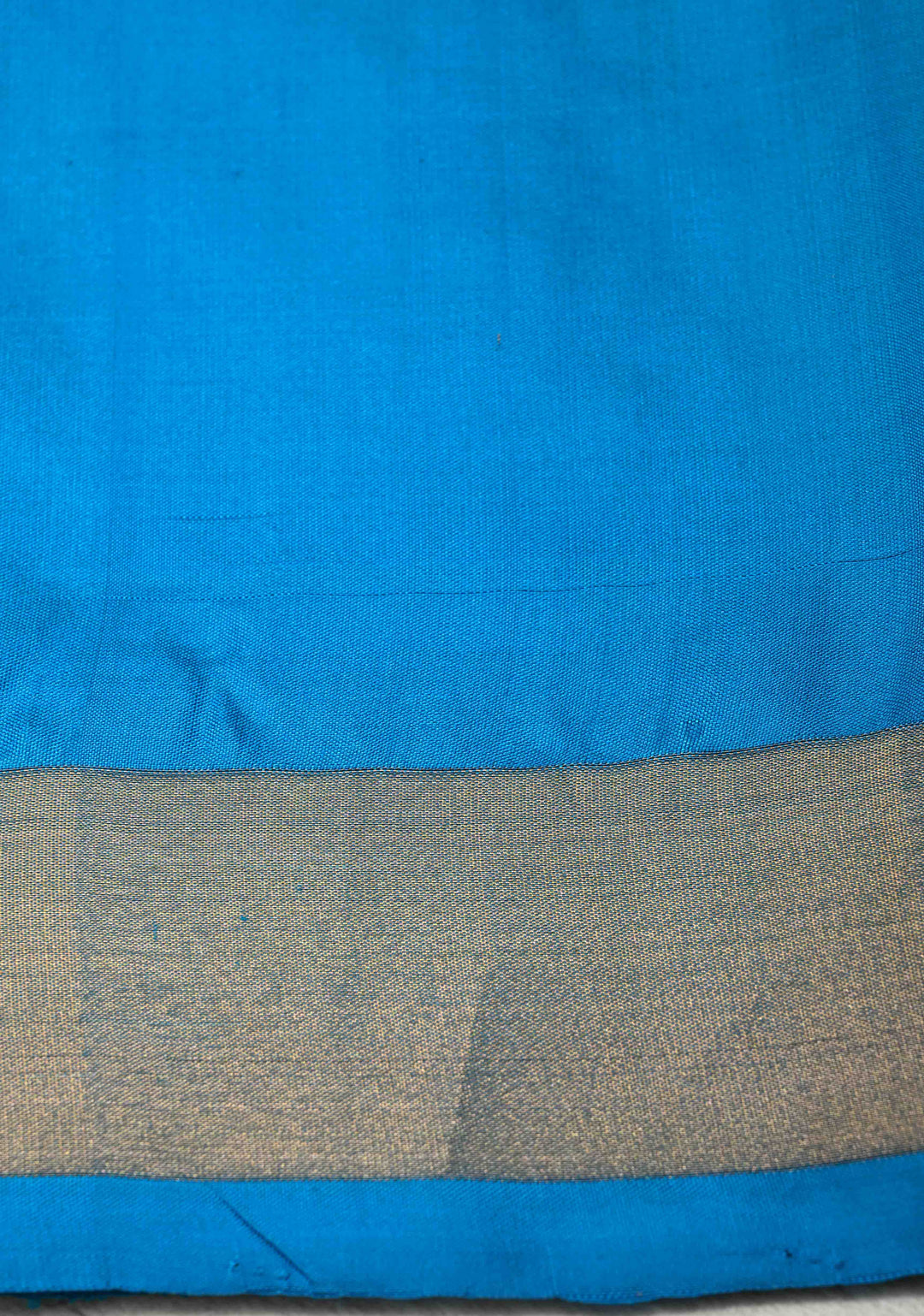 Ivory-Blue Handloom Pure Mulberry Silk Saree With Panel and muted Zari Border| SILK MARK CERTIFIED