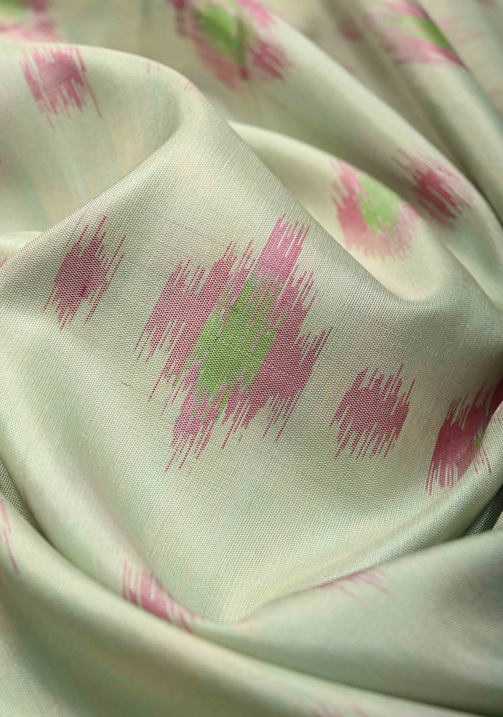 Ivory-Blue Handloom Pure Mulberry Silk Saree With Panel and muted Zari Border| SILK MARK CERTIFIED