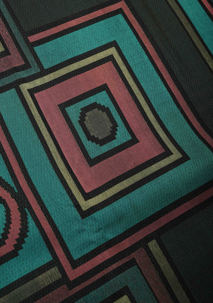 Forest Green Handloom Pure Silk Kanchipattu Saree with Geometric Weave Design and Copper Zari Border  | SILK MARK CERTIFIED | SHOBITAM