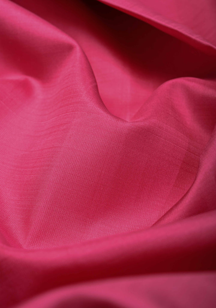 French Rose Handloom Pure Silk Kanchipattu Saree with Contrast Rettaipet Border | SILK MARK CERTIFIED