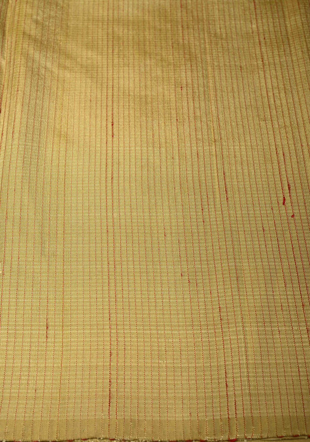 Light Olive Green Borderless Handloom Pure Silk Kanchi Saree With Buttas and Thread Stripes | SILK MARK CERTIFIED