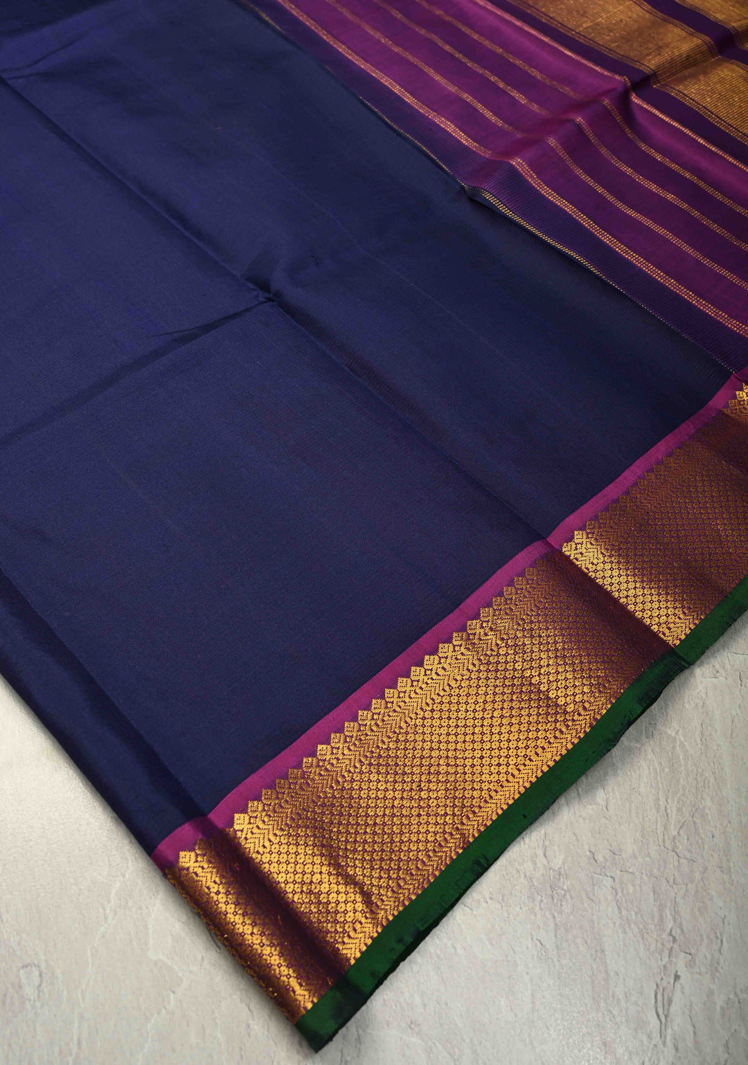 Royal Blue Handwoven Pure Silk Saree With Contrast Zari Border | SILK MARK CERTIFIED