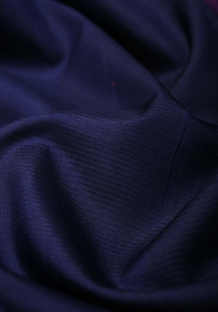 Royal Blue Handwoven Pure Silk Saree With Contrast Zari Border | SILK MARK CERTIFIED