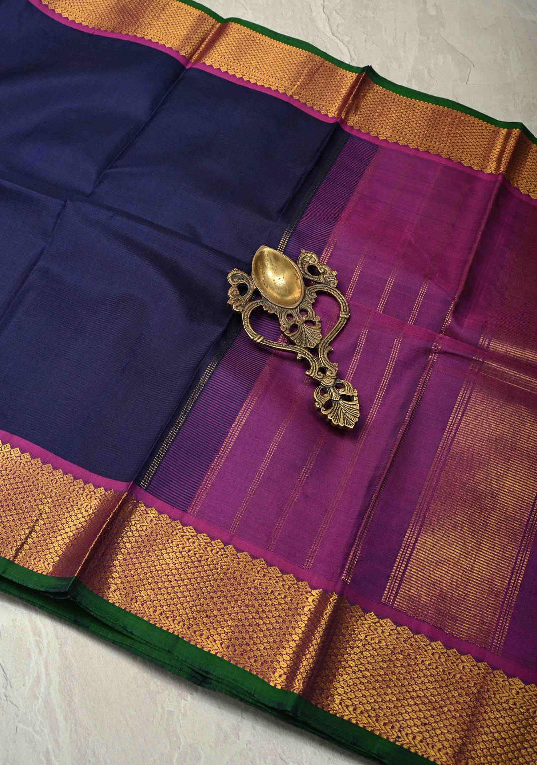 Royal Blue Handwoven Pure Silk Saree With Contrast Zari Border | SILK MARK CERTIFIED
