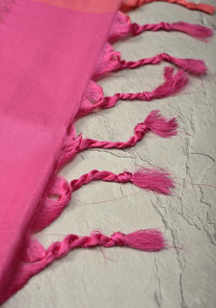 Shades of Pink Handloom Pure Silk Kanchi Saree With Zari Brocade and  Minimal Zari Border | SILK MARK CERTIFIED