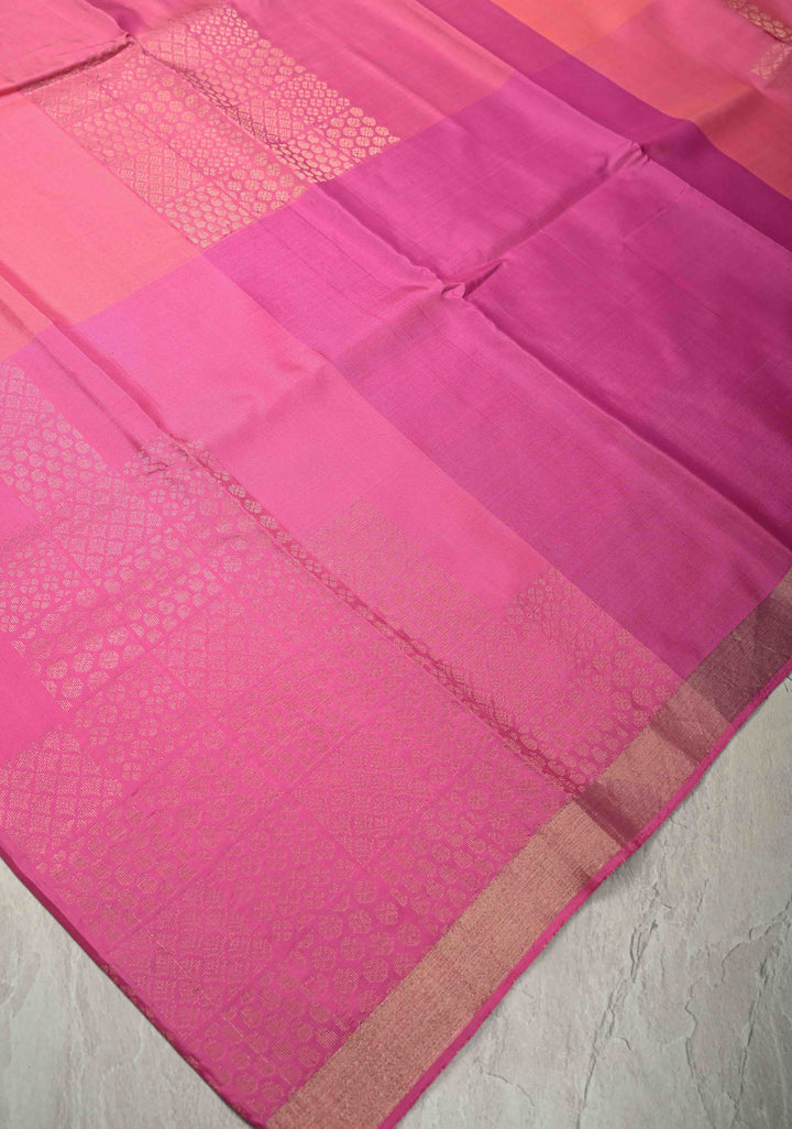 Shades of Pink Handloom Pure Silk Kanchi Saree With Zari Brocade and  Minimal Zari Border | SILK MARK CERTIFIED