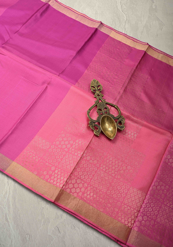 Shades of Pink Handloom Pure Silk Kanchi Saree With Zari Brocade and  Minimal Zari Border | SILK MARK CERTIFIED