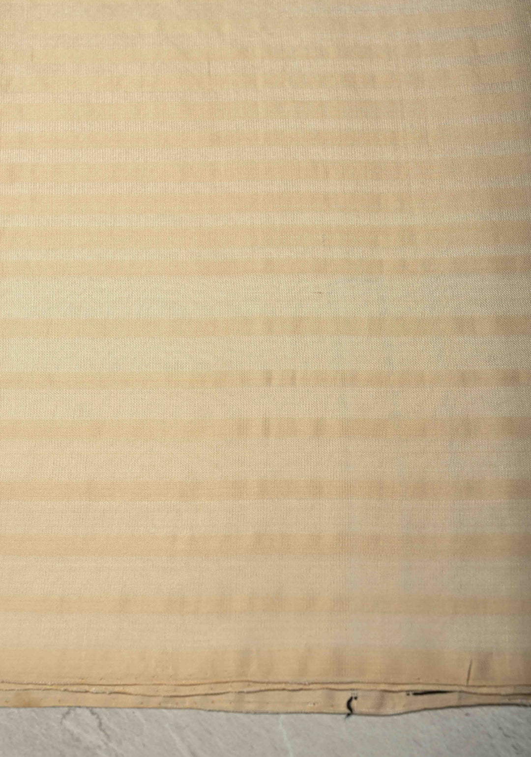 Off White Boderless Handloom Pure Silk Kanchi Saree With Verticle Stripes | SILK MARK CERTIFIED