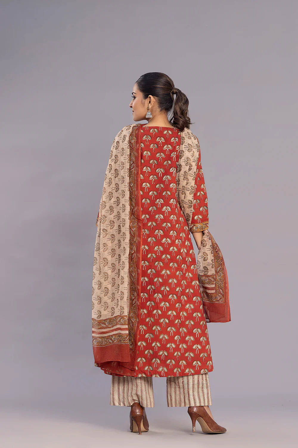 Maroon Hand Block Print Kurta Set With Dupatta | SHOBITAM
