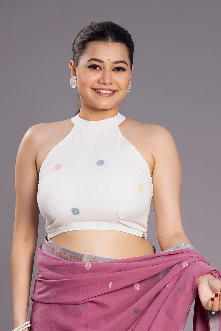 Shweta Phool Jamdani Blouse | SHOBITAM