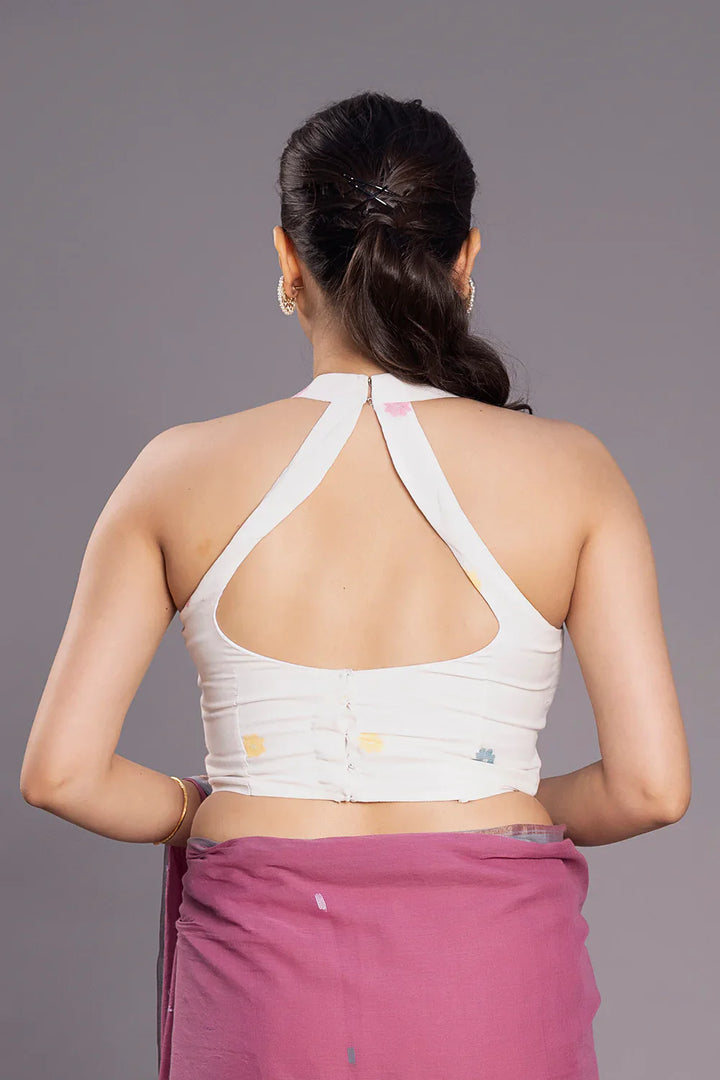 Shweta Phool Jamdani Blouse | SHOBITAM