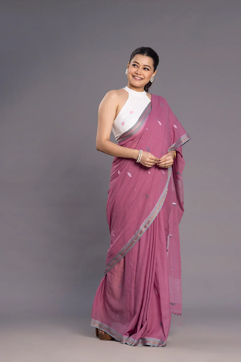 Shweta Phool Jamdani Blouse | SHOBITAM