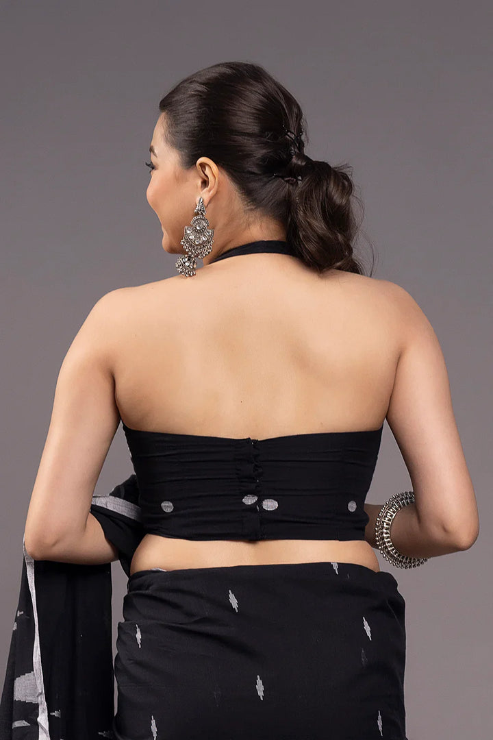 Black Bindu Jamdani Blouse | SHOBITAM