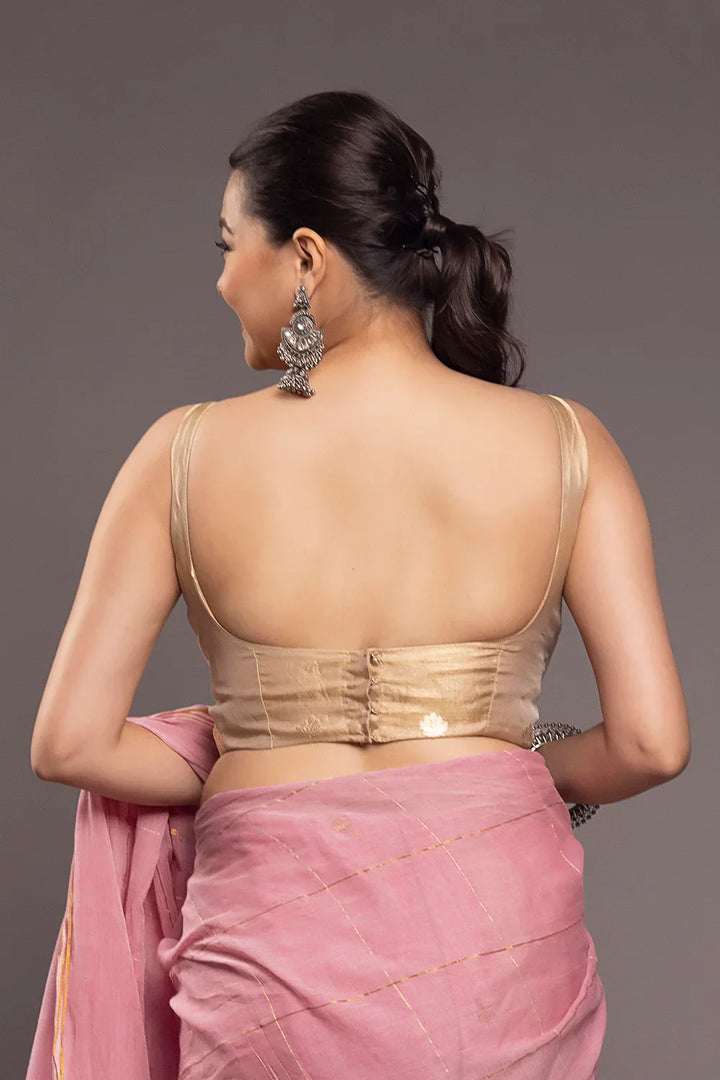 Golden Padma Pure Silk Banarasi Blouse | SHOBITAM