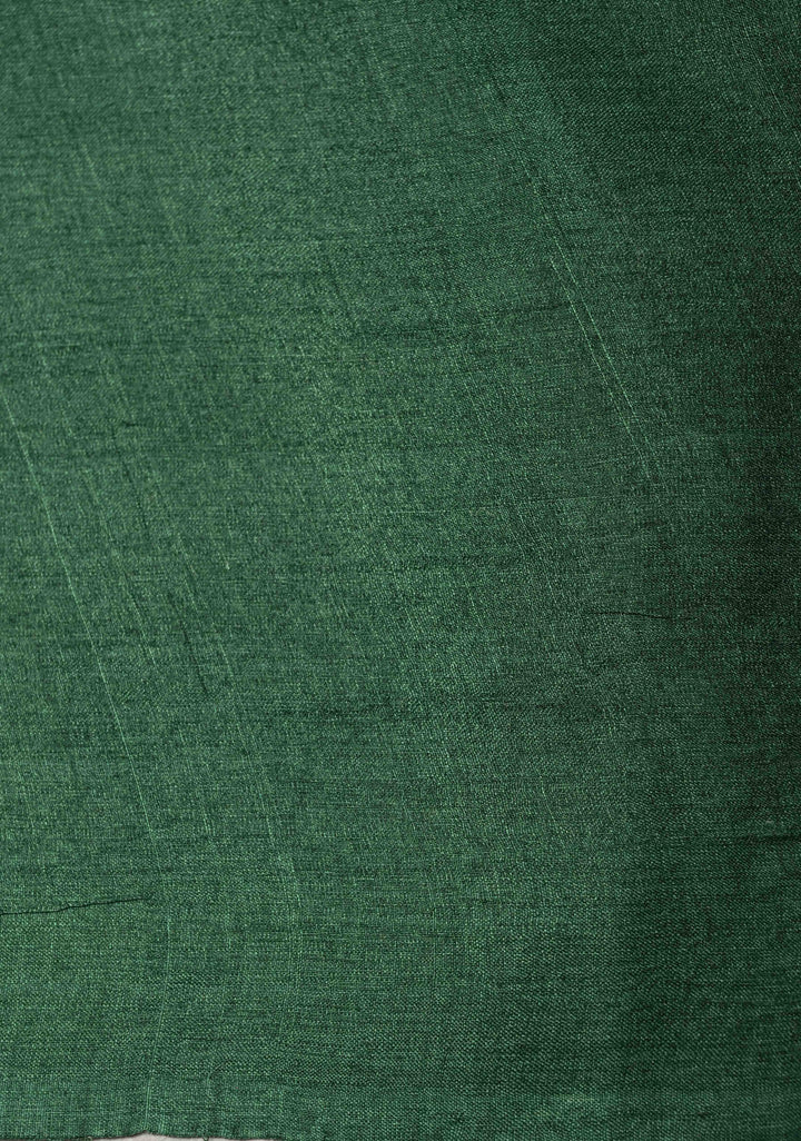 Green Tussar Silk saree with Kalamkari Digital Print and Green Pallu | SILK MARK CERTIFIED
