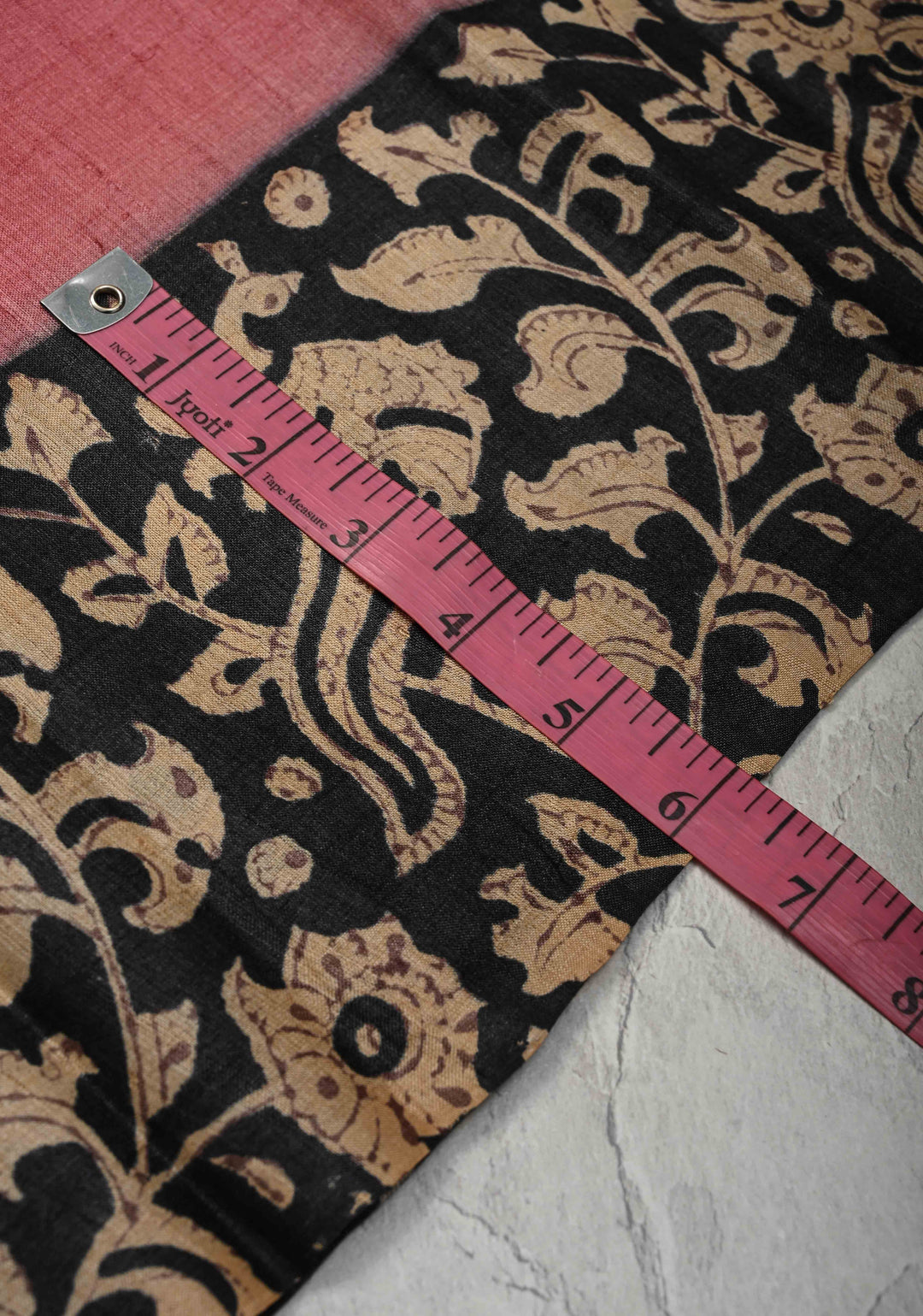 Dusty Rose Tussar Silk Saree with Kalamakari Handblock Print on Border and pallu | SILK MARK CERTIFIED