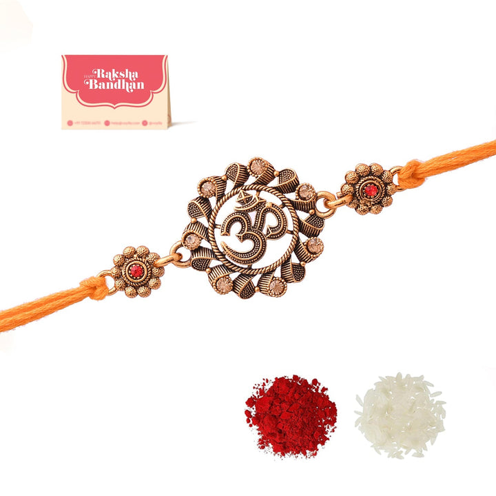 Deity Inspired 'OM' Rakhi With Red Thread | SHOBITAM