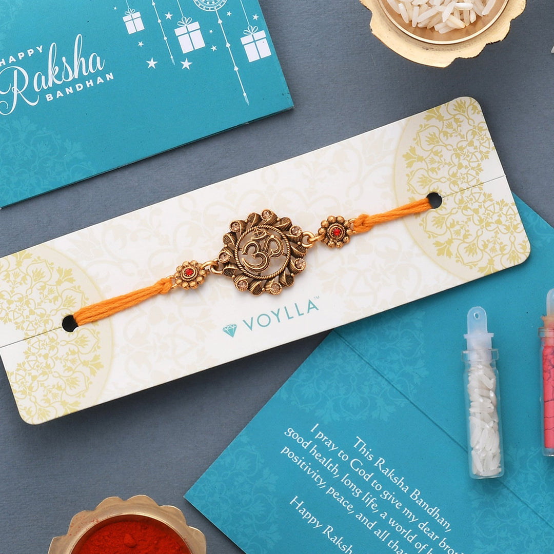 Deity Inspired 'OM' Rakhi With Red Thread | SHOBITAM