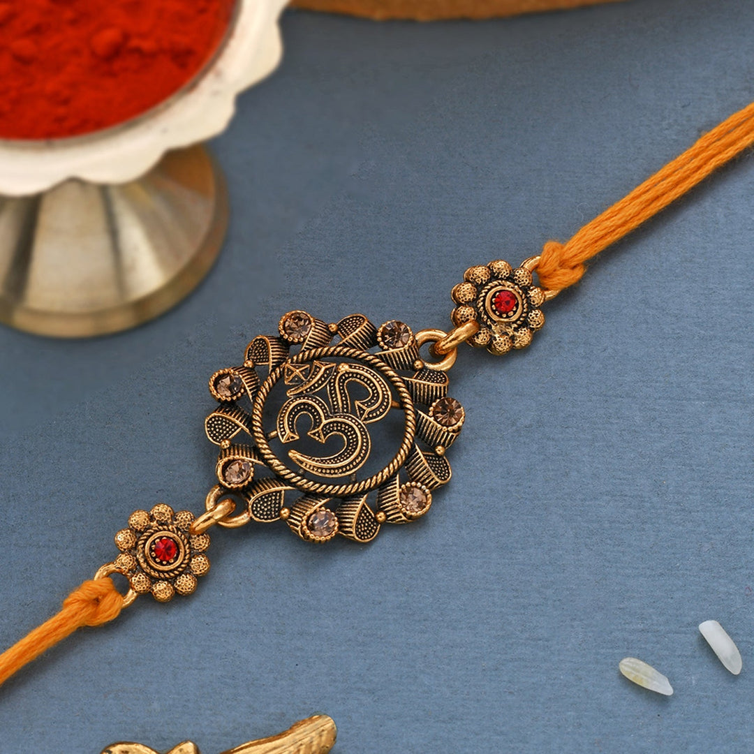Deity Inspired 'OM' Rakhi With Red Thread | SHOBITAM