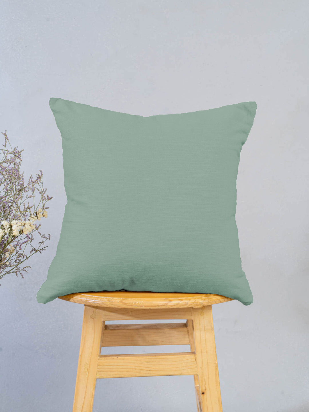 Solid Sage Green Plain Cushion Cover for Sofa – 100% Cotton | SHOBITAM