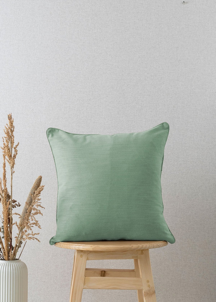 Solid Sage Green Plain Cushion Cover for Sofa – 100% Cotton | SHOBITAM