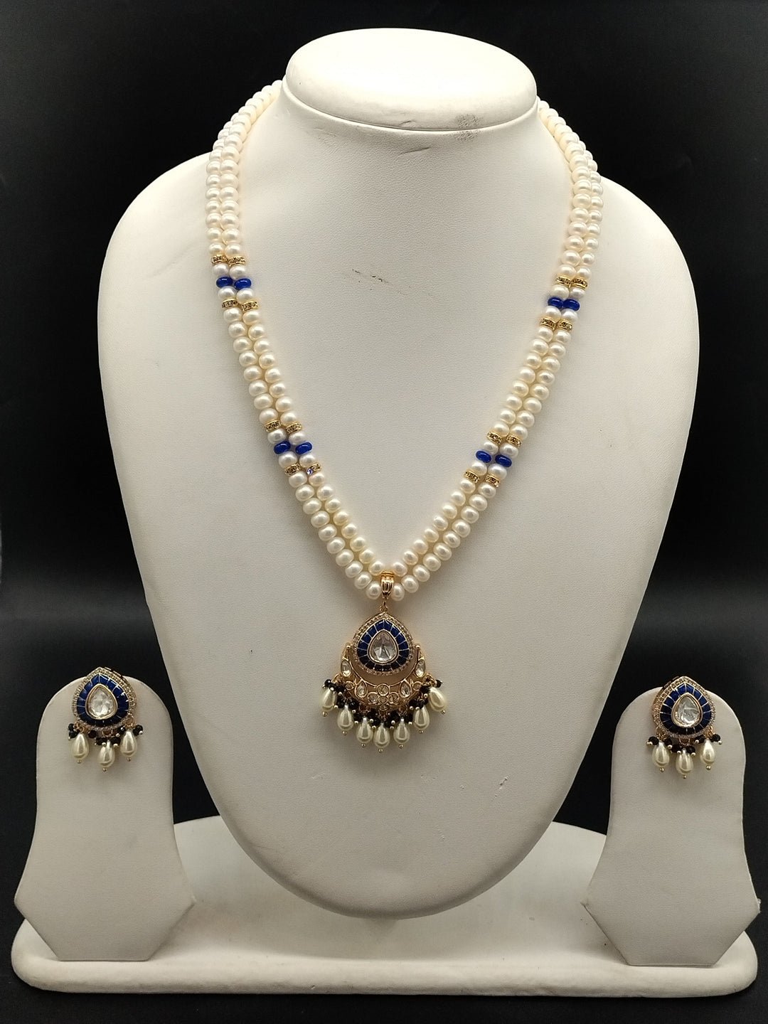 Sapphire Drop Freshwater Pearl Pendant Set | SHOBITAM