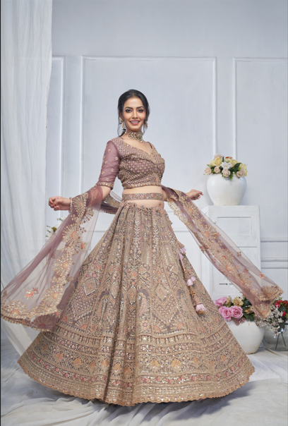 Regal Amethyst Embroidered Lehenga for bridesmaids and special occasions