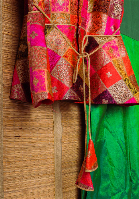 Green Kanchipuram Silk Girls Pavadai Meenakshi-12-14 years