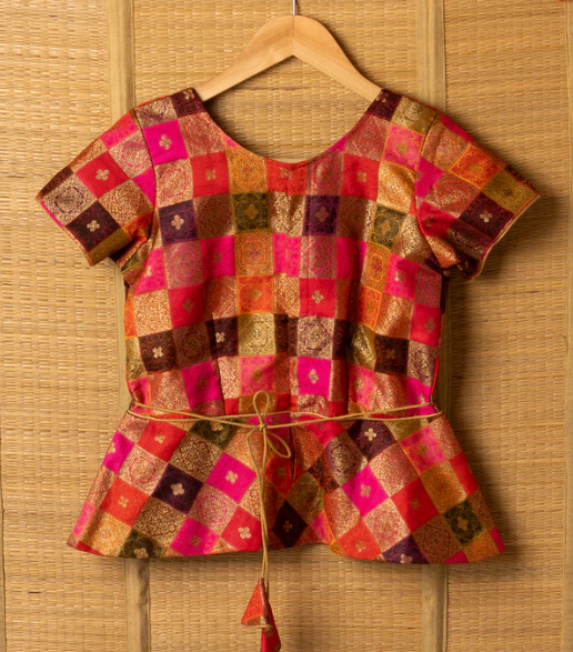Green Kanchipuram Silk Girls Pavadai Meenakshi-12-14 years