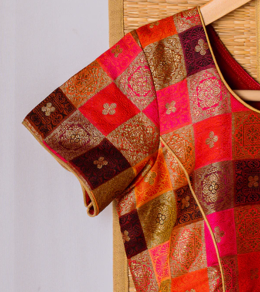 Green Kanchipuram Silk Girls Pavadai Meenakshi-12-14 years