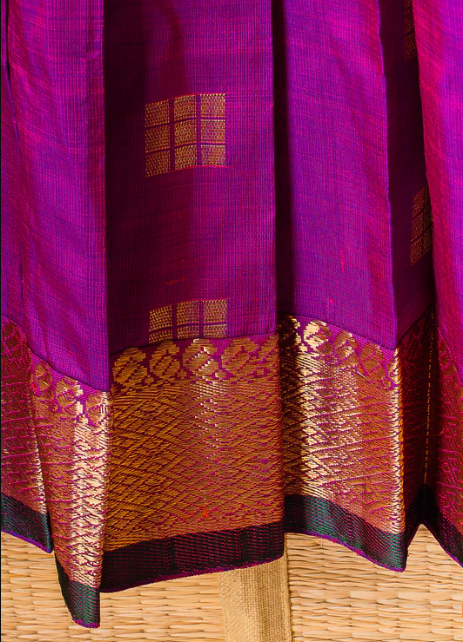 Purple Kanchipuram Silk Girls Pavadai Chellam 4-6 years