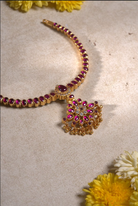 92.5 Silver, Gold Plated Emerald Cluster Necklace