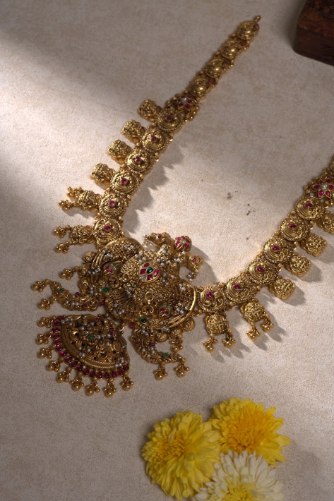 Pure 92.5 Silver Gold-Plated Ganda berunda Necklace