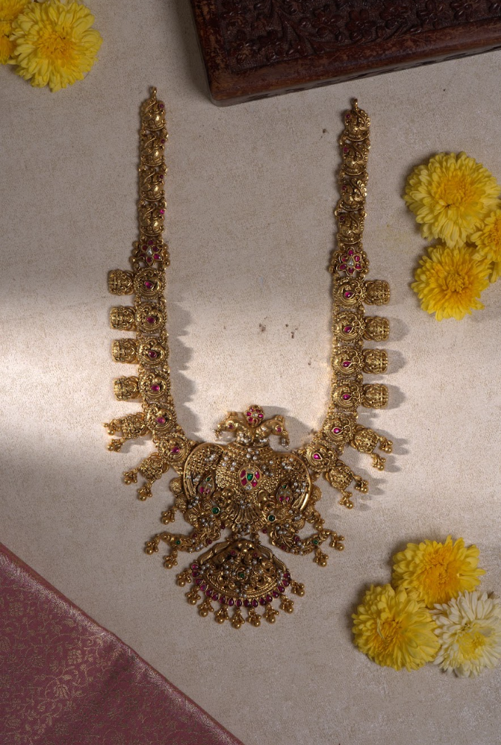Pure 92.5 Silver Gold-Plated Ganda berunda Necklace