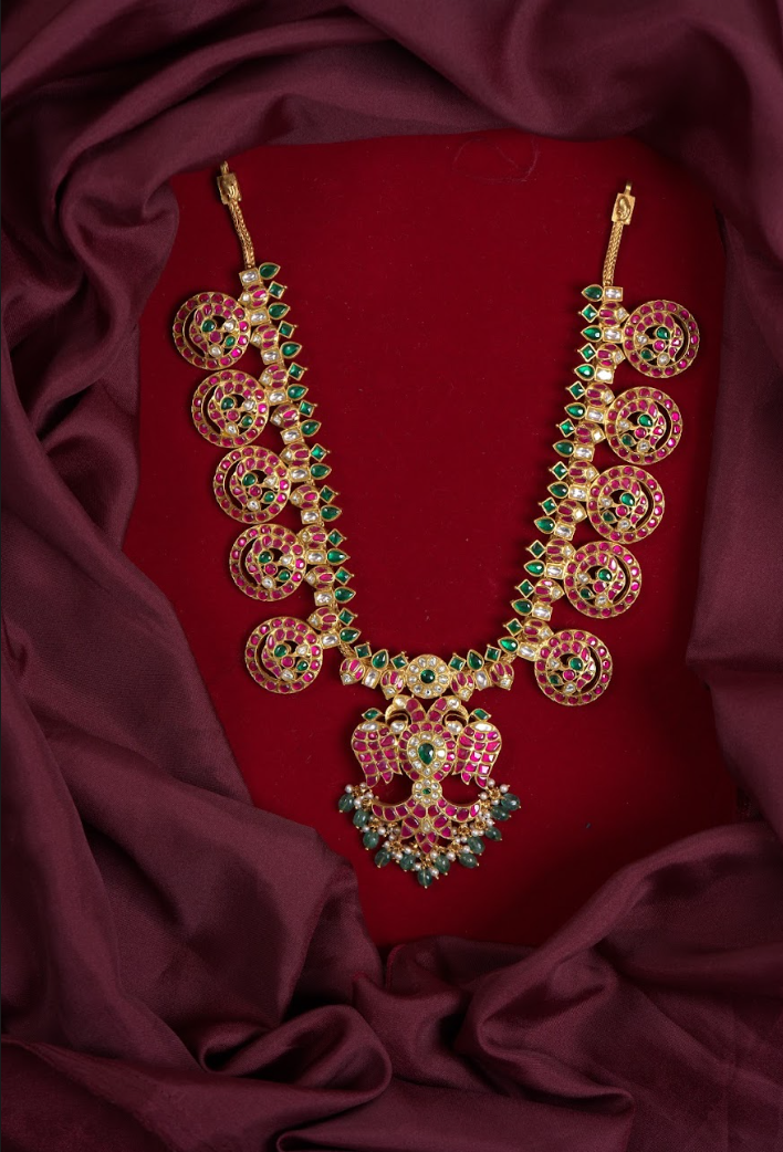 Pure 92.5 Silver Gold-Plated Ganda Berunda Pendant Necklace