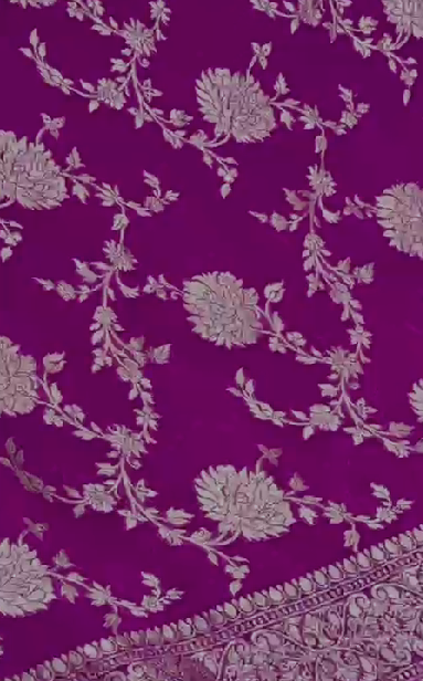 Magenta Banarasi georgette silk saree with water Zari Floral jaal with zari border | SILK MARK CERTIFIED