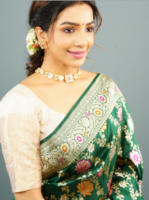 Ivory Gold Pure Tissue Raw Silk Blouse with Wide Zari Sleeves, Customizable, Made to Order