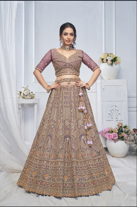 Regal Amethyst Embroidered Lehenga for bridesmaids and special occasions