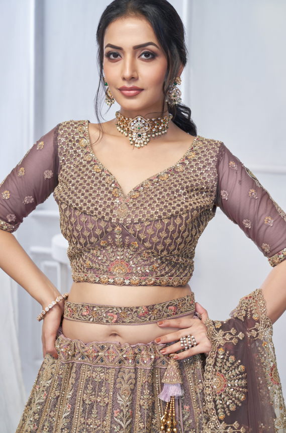 Regal Amethyst Embroidered Lehenga for bridesmaids and special occasions