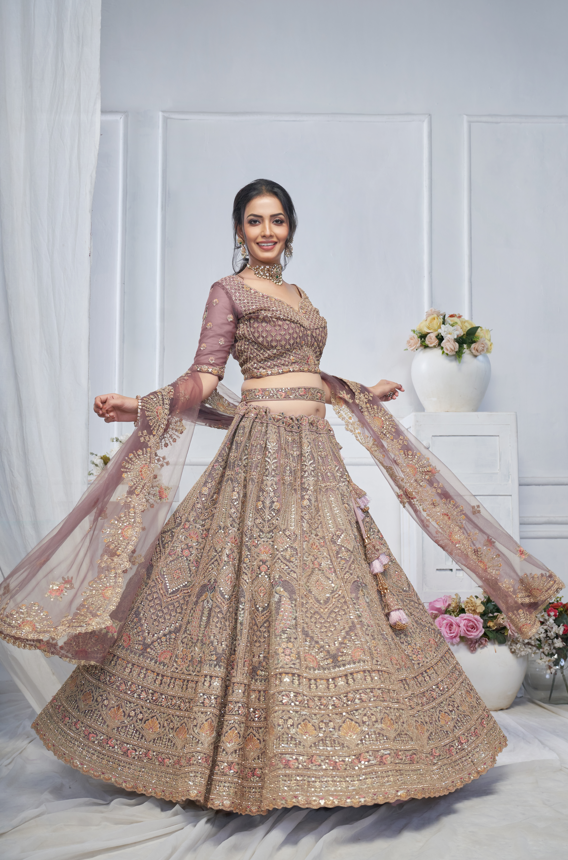 Regal Amethyst Embroidered Lehenga for bridesmaids and special occasions