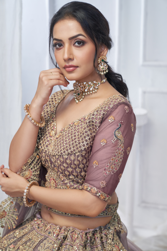 Regal Amethyst Embroidered Lehenga for bridesmaids and special occasions