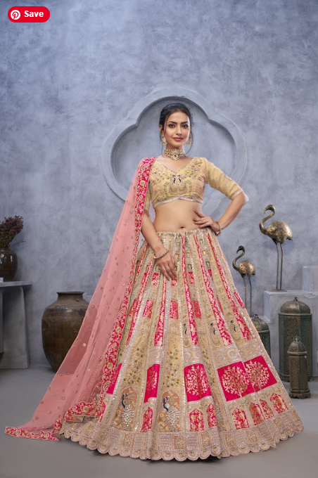 Heritage Grace Embroidered Lehenga in Cream for special occasions | SHOBITAM