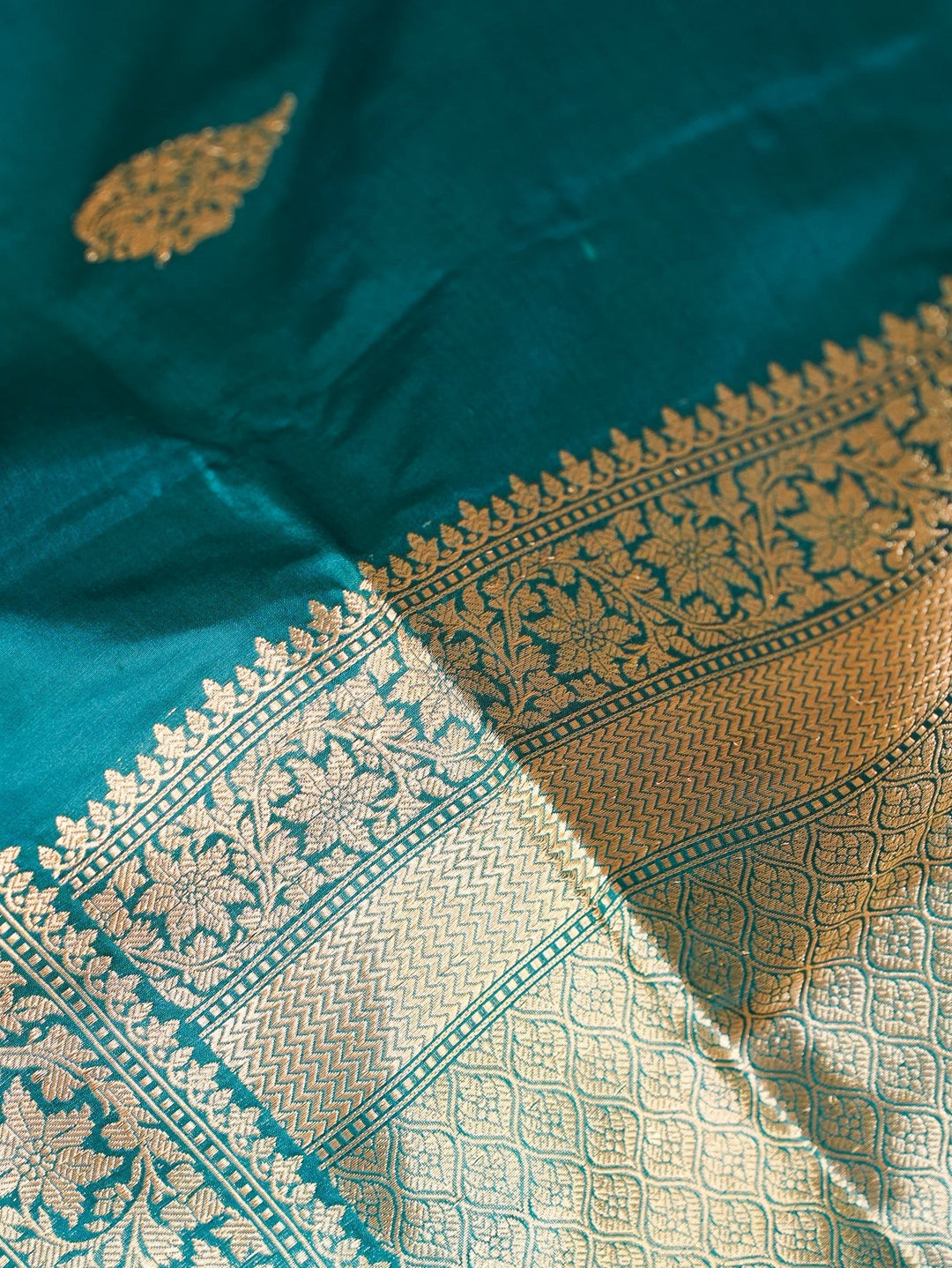 Peacock Blue Banaras Silk Saree Noor | SILK MARK CERTIFIED | SHOBITAM