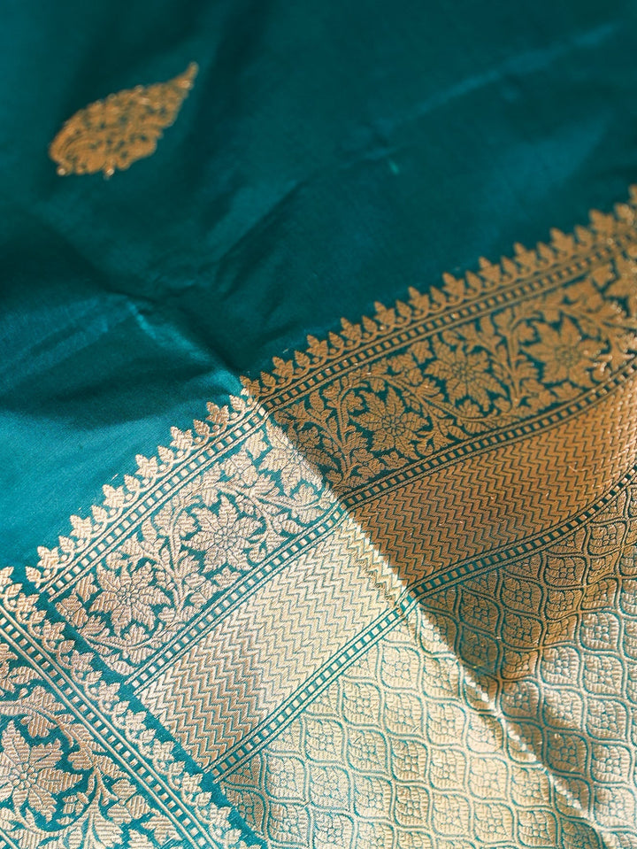 Peacock Blue Banaras Silk Saree Noor | SILK MARK CERTIFIED | SHOBITAM