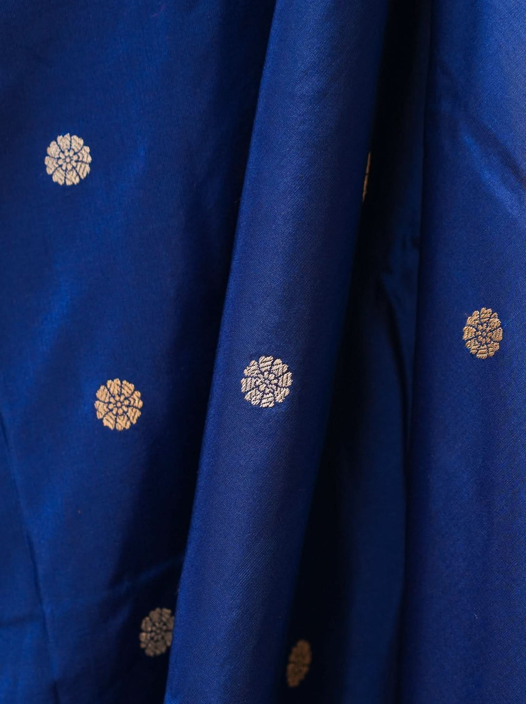 Royal Blue Banarasi Katan Silk Handloom Saree with Silver Zari Buttas | SILK MARK CERTIFIED | SHOBITAM