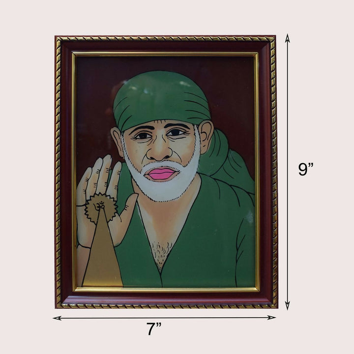 9*7*1 Reverse Glass painting of Sai Baba | SHOBITAM