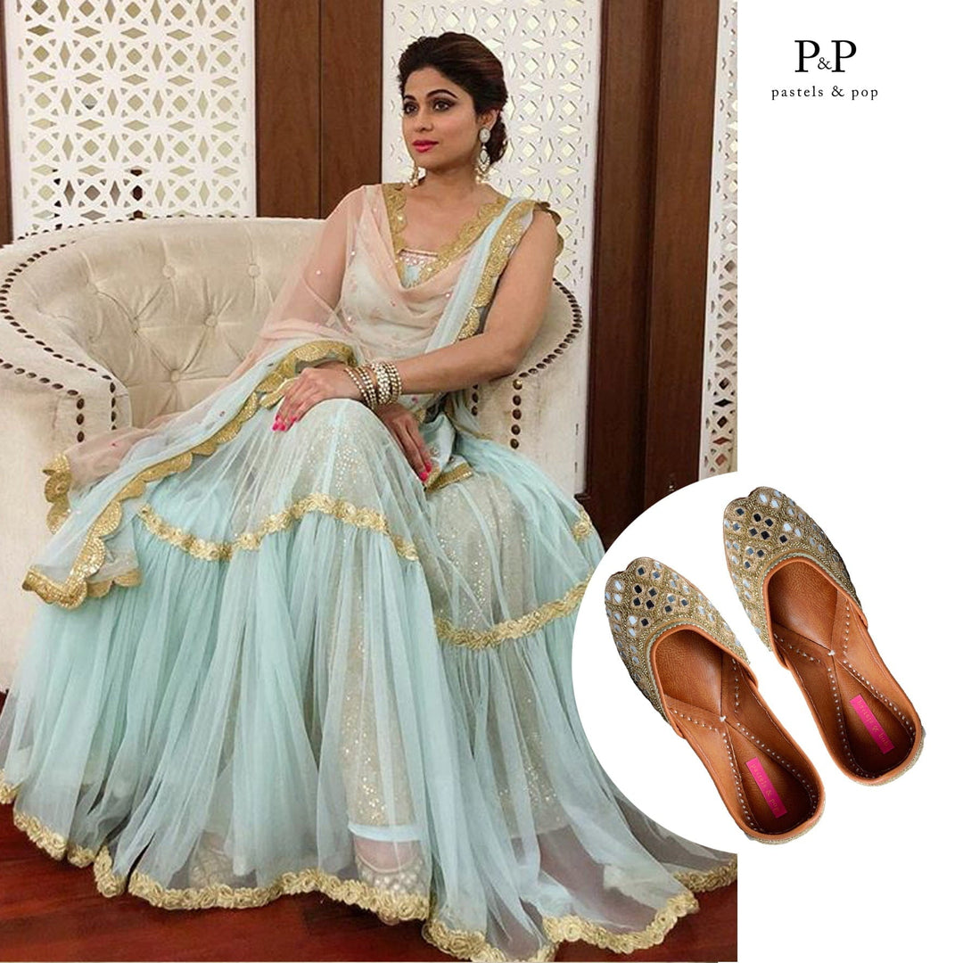 MIRROR MAZE Traditional Zari Embroidered Ethnic Mojaris for Women