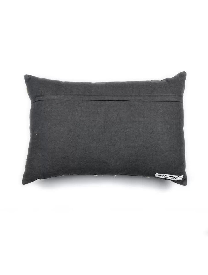 Intricate Embroidered Cushion Cover With Beads with Rich Cotton Duck Lace